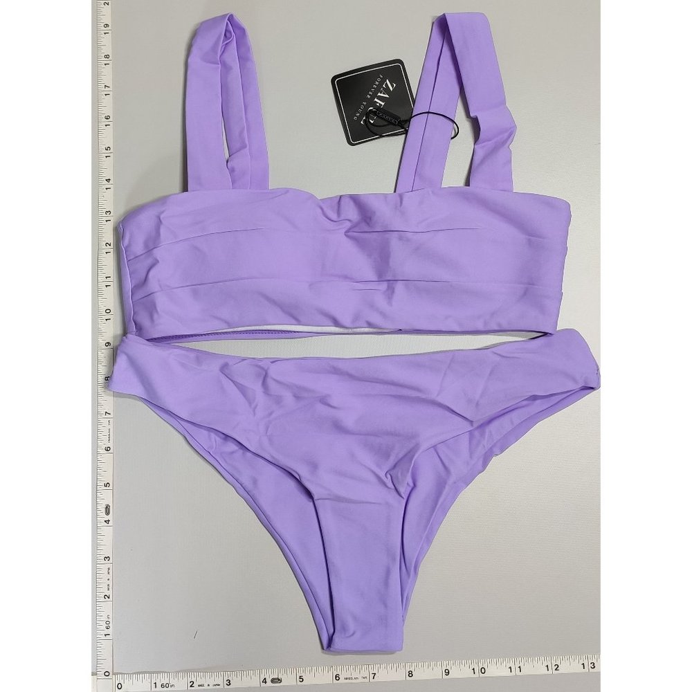 NWT ZAFUL Small Wide band layered bandeau bikini set Light Purple